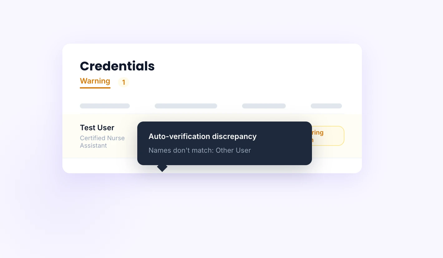 Discrepancy alert showing name mismatch between registry and system record